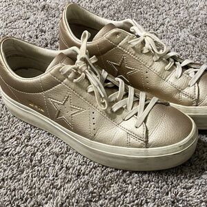 Converse Metallic Gold Low-Top Platform Sneakers